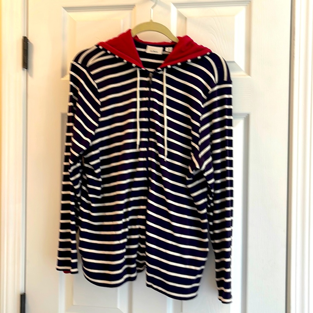 XL petite LL BEAN striped zip up hoodie